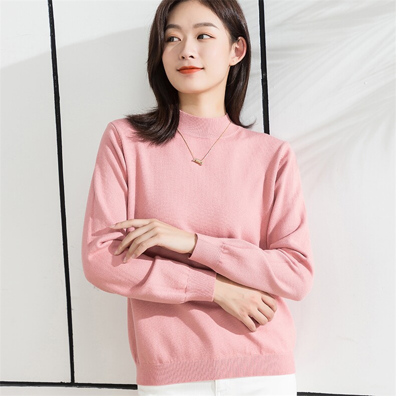 半高领毛衫女2024秋冬季新款宽松套头加厚保暖长袖,针织衫/毛衣,春韵羊绒