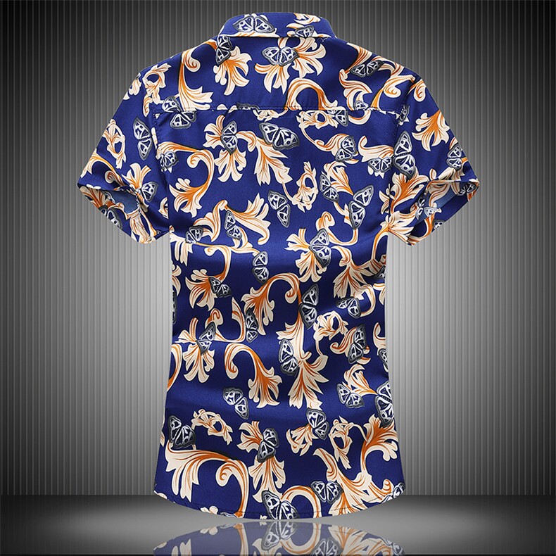 2021大码衬衫男花纹衬衫男短袖衬衫青年花衬衫花色QT5030/788p25,男装衬衫,电商A012