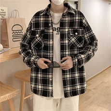 韩版格子外套秋冬季青少年潮牌男装夹克2025新款百搭时尚宽松上衣，男装夹克，星座1210-1