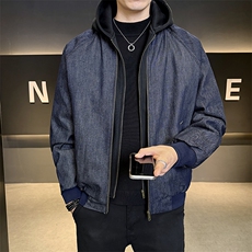 假两件羽绒服男标50白鸭绒牛仔外套休闲时尚B317/Y555/P1/238，男装工装外套，电商B317