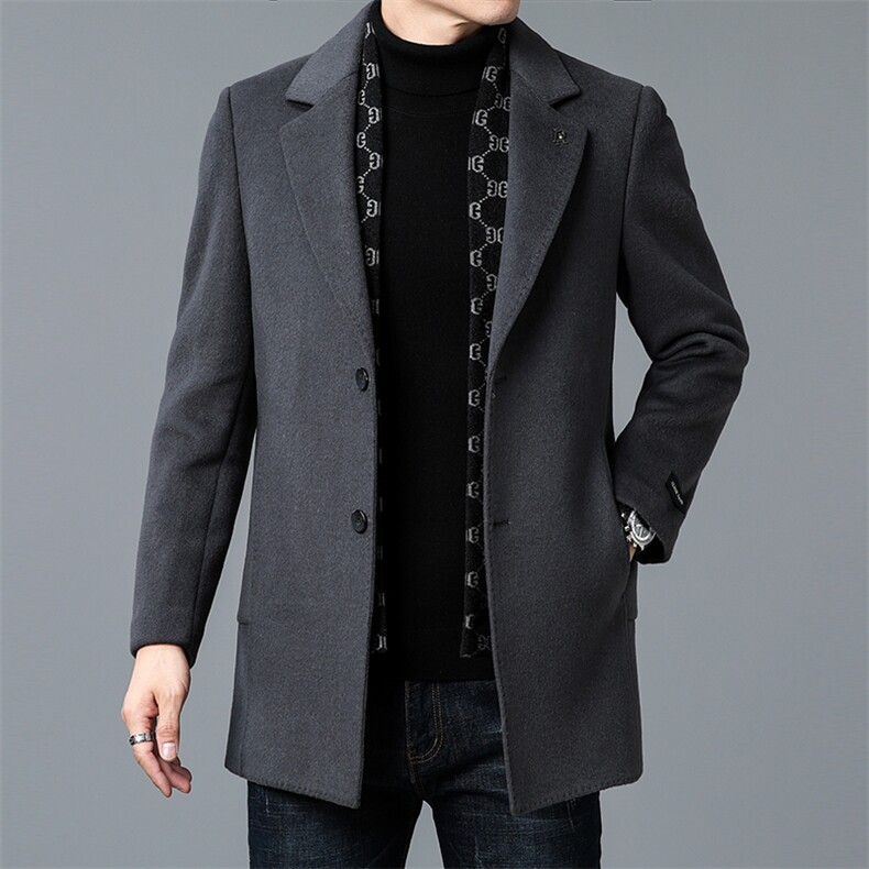 DZ93312钱塘2020-3中年男士商务休闲简约冬季厚款毛呢西服P345,男装毛呢大衣,钱塘207-3
