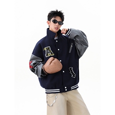 重磅毛巾绣撞色翻领夹克棒球服WT2559-P90-控158，男装夹克，星座609