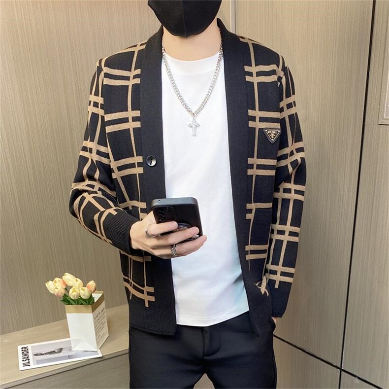 M3801-P65针织开衫外套春秋社会精神小伙夹克痞帅网红潮牌潮男,男装夹克,电商D310B-1