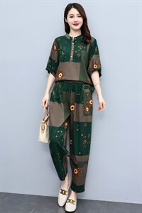 休闲时尚套装女夏装2022新款洋气减龄宽松显瘦印花两件套图片