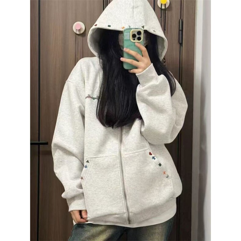 现货1014-1WY003TP75秋装重磅开衫刺绣男女生卫衣卫衣外套,女装短外套,星座1014-1