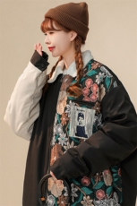 1中性风刺绣拼接翻领羊羔毛大码M-5XL棉服外套女8723P110控148，男装棉衣，星座226-2