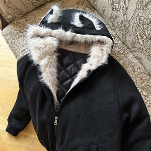 517A-8-Y91-P100 猫耳朵座山雕连帽毛领棉服棉衣外套（非揭阳货）图片