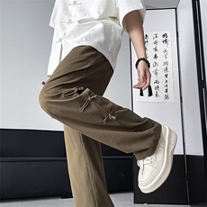 新中式冰丝复古裤子男夏季速干潮cleanfit休闲裤高街修身直筒裤，男装休闲裤，星座410-6（原星座1304-1）