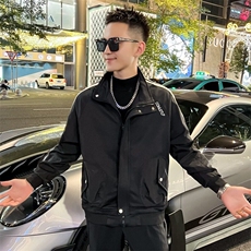 春秋新款男士夹克三条杠潮流上衣夹克外套，男装夹克，星座1013