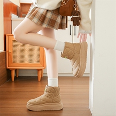 加绒高帮雪地靴女2024冬季新款学生ins韩版保暖休闲鞋棉鞋，女鞋雪地靴，电商A223