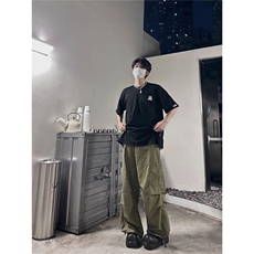 美式复古高街降落伞裤宽松休闲阔腿抽绳工装长裤子潮牌XXG07，男装工装外套，星座208-5