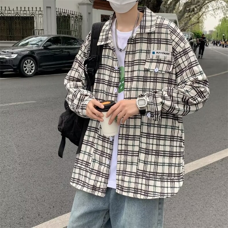 青春流行日系拼色衬衫时尚气质潮新款男文艺标准长袖百搭春季,男装衬衫,星座716-4