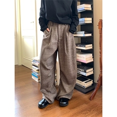 26春老钱风格子纹理麻料感宽松版休闲裤西裤CK878/特P55，男装西裤，电商B350