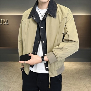 店主风 2025秋季新款时尚假两件休闲宽松夹克外套男581-P135控175图片