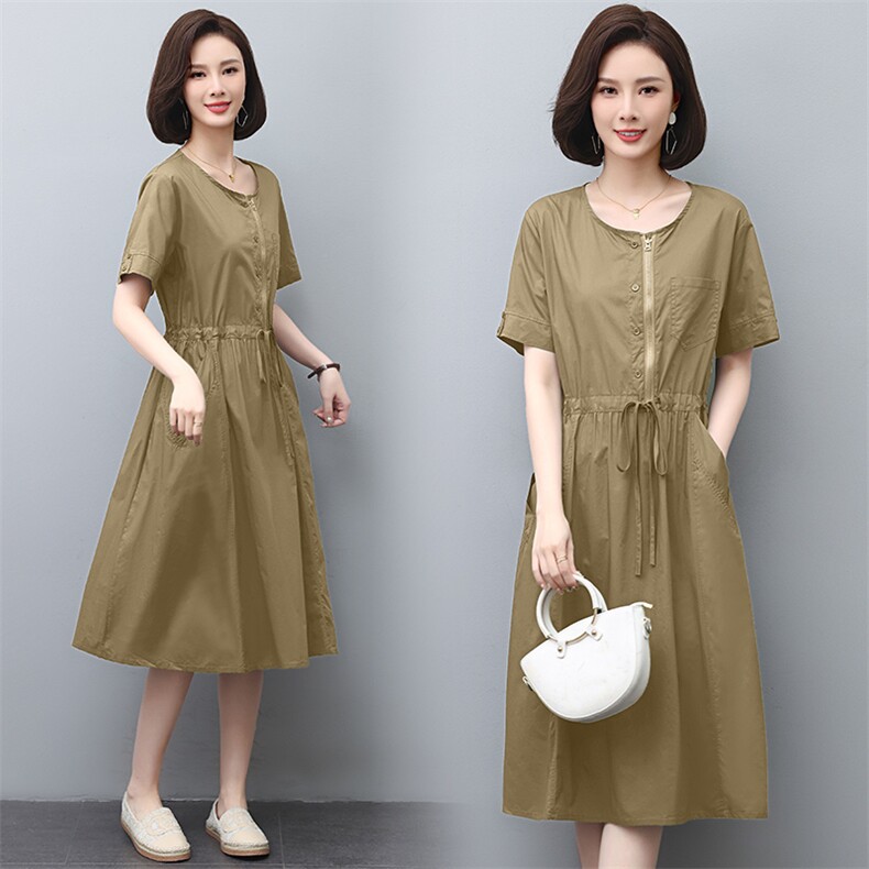 纯棉连衣裙2025夏季新款衣服大码女装100%全棉法式气质宽松长裙子,女装连衣裙,江忆布依