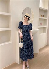 法式碎花连衣裙，女装连衣裙，亿炫(5F)