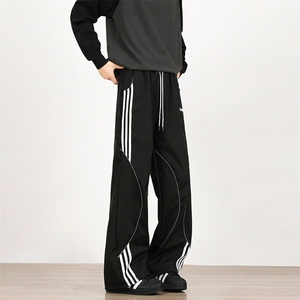 美式复古条纹拼接解构休闲运动裤男女hiphop街舞工装裤K6042-P39图片