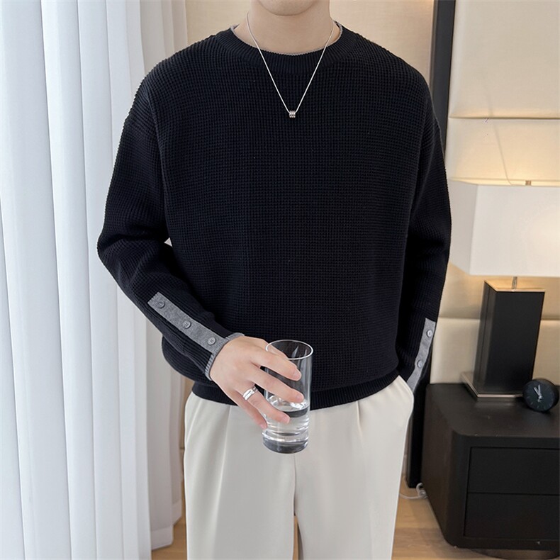 B353MY1017P98白色2024秋冬男士常规版型潮版针织衫套头毛体男,男装针织衫/毛衣,电商B353