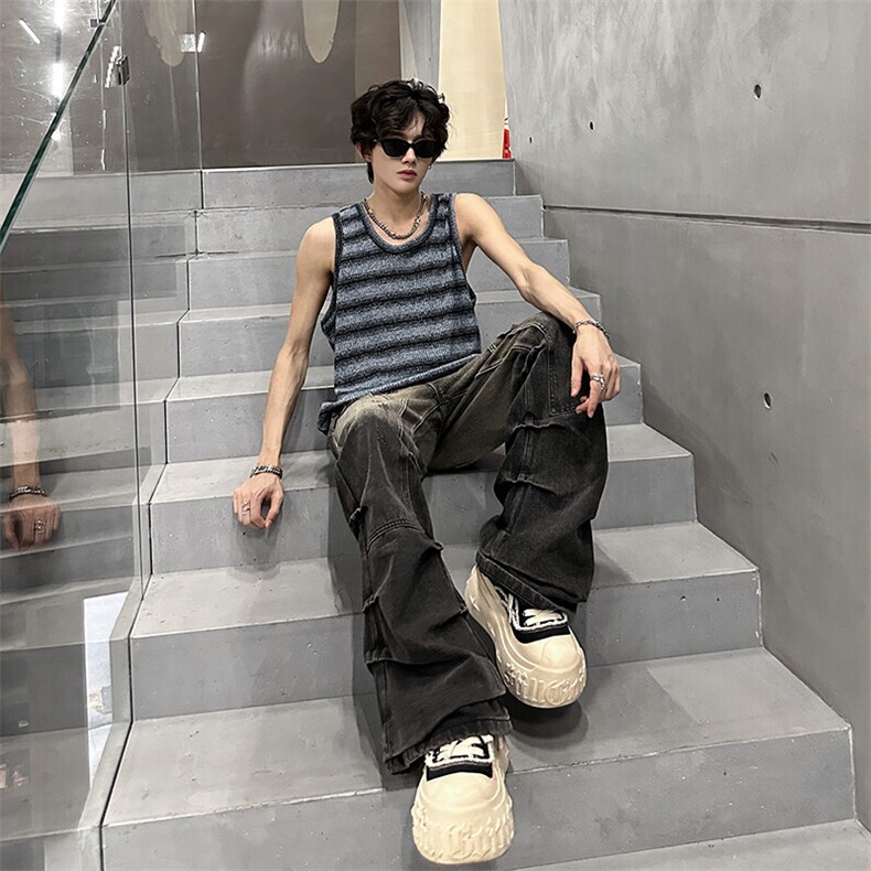 现货经典华夫格条纹潮男百搭夏季必入单品背心A071-823-P30,男装背心/马甲,电商A071