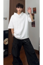 连帽设计融合港风文艺复古韵味简约时尚百搭短袖上衣HY736TP38，男装T恤，电商A102B