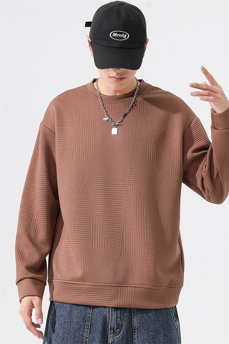 M-8XL秋季胖男生圆领提花卫衣男59,男装卫衣,星座209