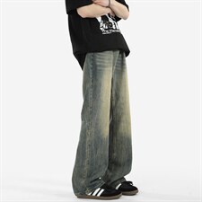 C315-G3022现货高质量高街复古重工洗水猫须马骝牛仔裤(P65限89)1，男装牛仔裤，电商C315