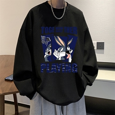 华夫格卫衣圆领卫衣男大码长袖t恤男外套HW76234-P30加绒款-P40，男装卫衣，电商A040
