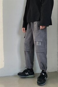 20秋装港风大码潮流工装灯芯绒宽松抽绳小脚休闲男裤K1016-P45图片