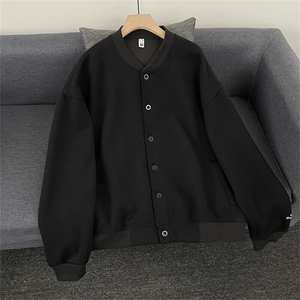 春秋季纯色简约外套潮流新款宽松休闲百搭棒球服外套图片