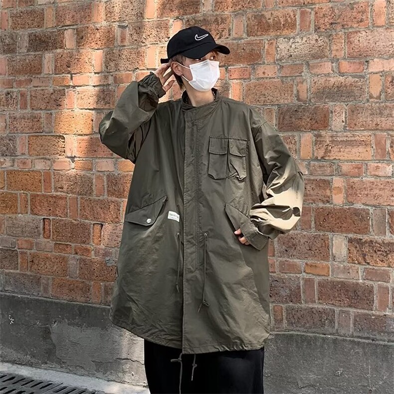 中长款风衣男韩版潮流2023秋冬新款ins宽松百搭夹克外套W4112-P56图片
