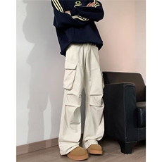 美式复古降落伞兵工装裤男春季潮牌宽松直筒阔腿伐木裤K5933-P45，男装休闲裤，星座412-3