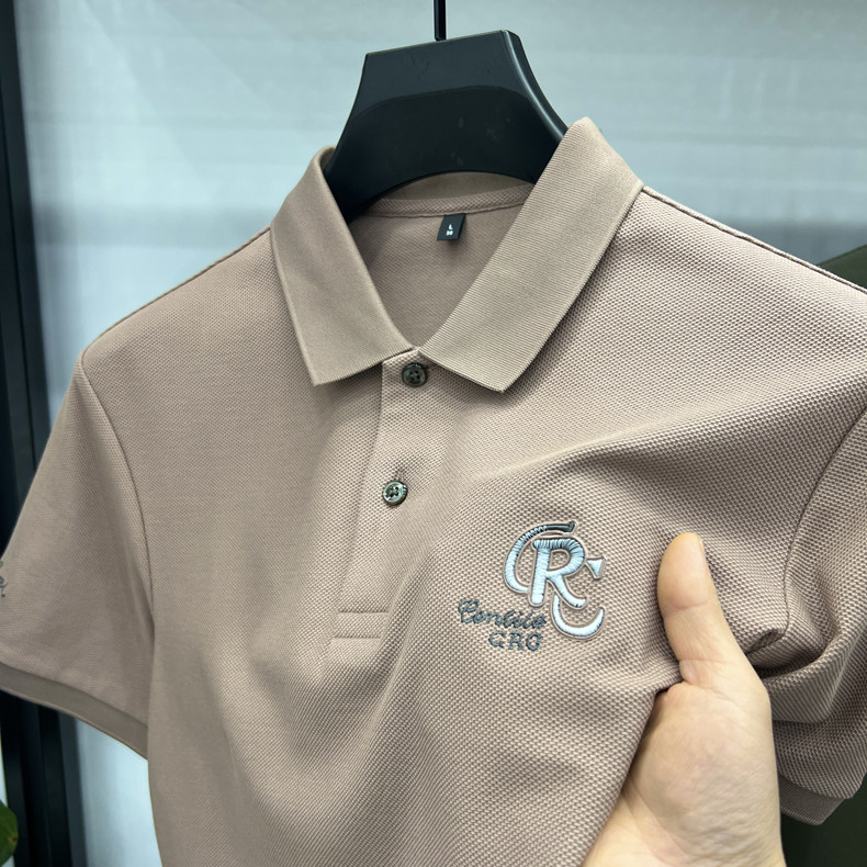 夏季新款男士短袖丝光棉POLO杉高档轻商务翻领百搭中年爸爸装,男装T恤,电商B212（原钱塘6029）