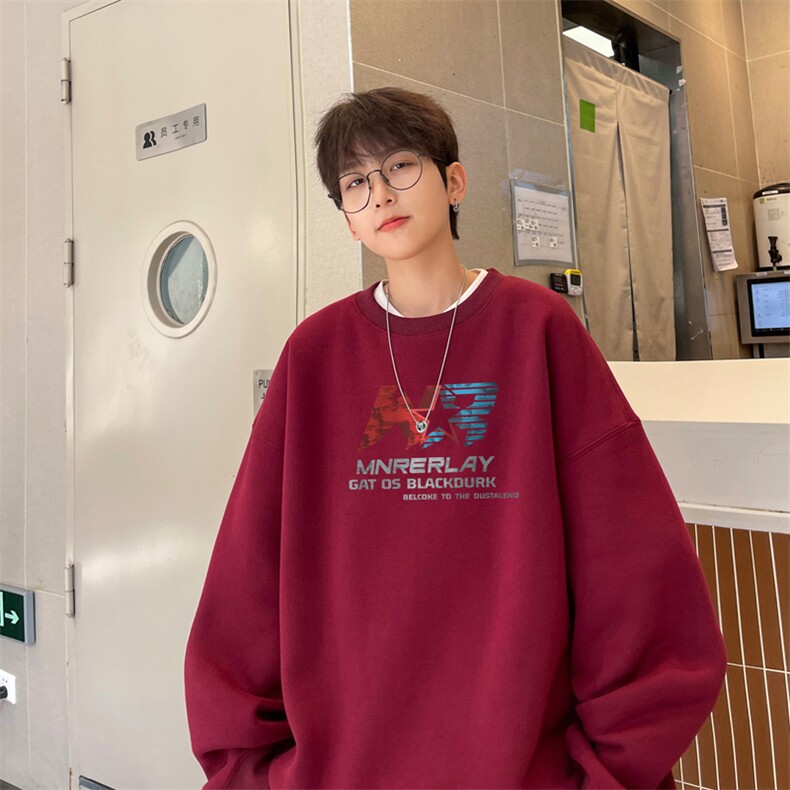 ！圆领卫衣男装港风长袖T恤男外套男WY227-特P23,男装T恤,电商B367