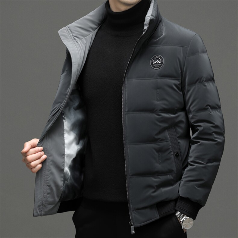 2023新款男士加厚保暖羽绒服中年冬季男装休闲御寒灰鸭绒外套,男装羽绒服,电商B212（原钱塘6029）