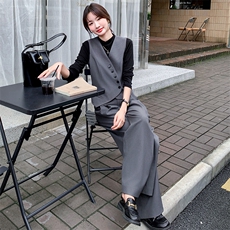 西装马甲套装女2025秋穿搭通勤韩版阔腿裤高级时尚休闲职业三件套，女装套装/套裙，2D078