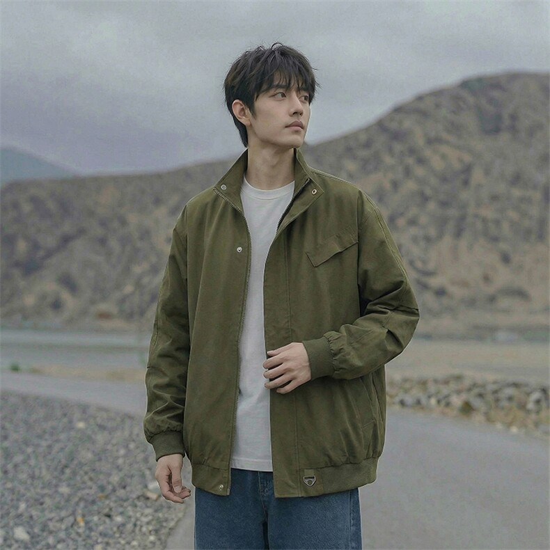 A178-JK2511-P55春季美式立领夹克百搭设计感情侣款时尚外套,男装夹克,电商A178