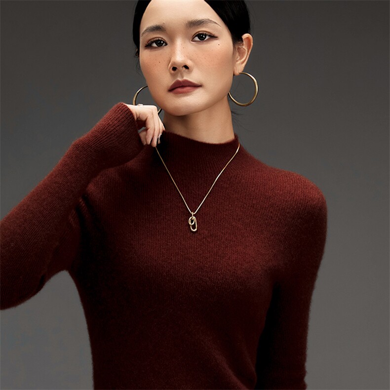 2025年秋季常规套头单件长袖时尚百搭通勤抽条女半高一线成衣,女装羊绒衫,鑫萬耀羊绒
