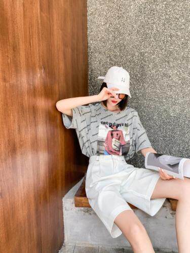 五分西装短裤宽松薄款高腰a字显瘦直筒港味中裤，女装西装，LC裤子