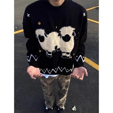 【现货】DMY528-特批55少年感小羊提花毛衣男款秋冬加厚针织衫，男装针织衫/毛衣，星座603-2