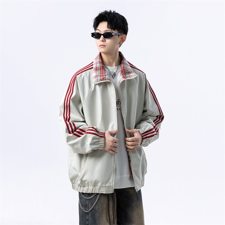港风美式字母刺绣日系条纹立领夹克外塔男XZ213-JK5529-P90控128,男装夹克,星座213