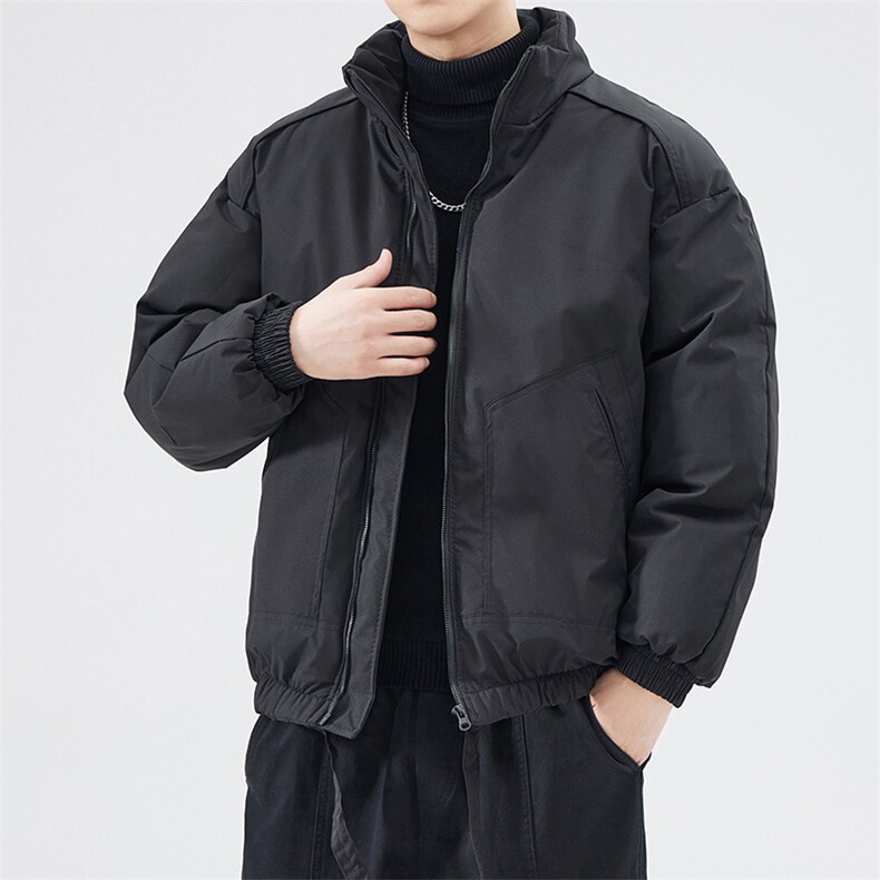 现货冬季美式休闲加厚雪山外套夹克立领纯色三防户外工装棉服,男装夹克,电商A443