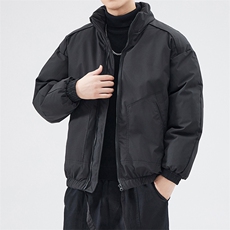 现货冬季美式休闲加厚雪山外套夹克立领纯色三防户外工装棉服，男装夹克，电商A443