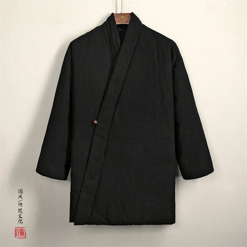 秋冬新款风男装棉麻男士中长款改良汉服棉袄外套Y07P150,男装民族服装,钱塘802