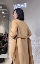 2021秋冬新款时尚西装领四粒扣系腰带长款百分百羊毛双面呢外，女装西装，L·H·X