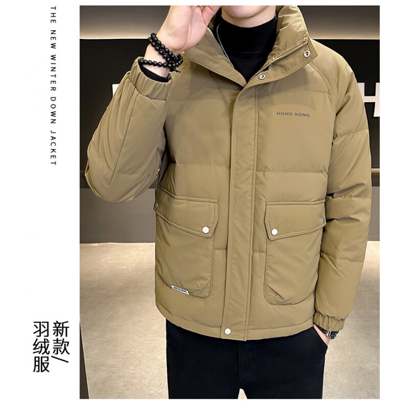立领潮牌白鸭绒加厚工装保暖韩版青年防寒短款外套派客服男装图片