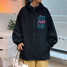 JK04-P45港风连帽夹克春季男潮流大码开衫男休闲外套男图片