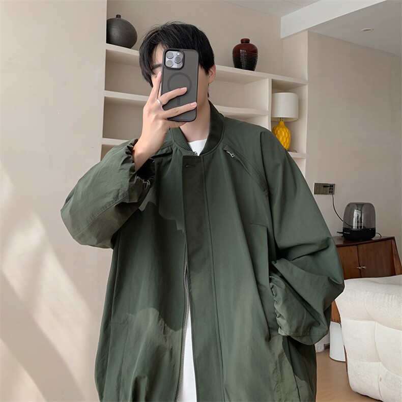 秋季美式复古设计感廓形棒球服夹克男女宽松休闲外套 D370 P108图片