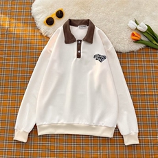 polo衫男长袖春秋港风华夫格卫衣学生潮流百搭宽松外套PL656P32，男装Polo衫，星座1013-5