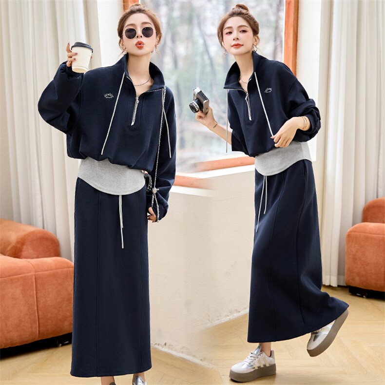 欧货休闲运动卫衣套装裙女2025春季新款超火小个子时尚百搭两件套,女装套装/套裙,依如秀(原杭风阁)