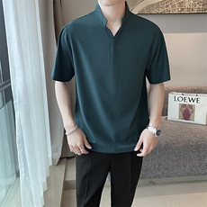 潮牌上衣男士立领短袖t恤潮流半袖POLO衫夏季港风百搭休闲t恤男生，男装Polo衫，星座506